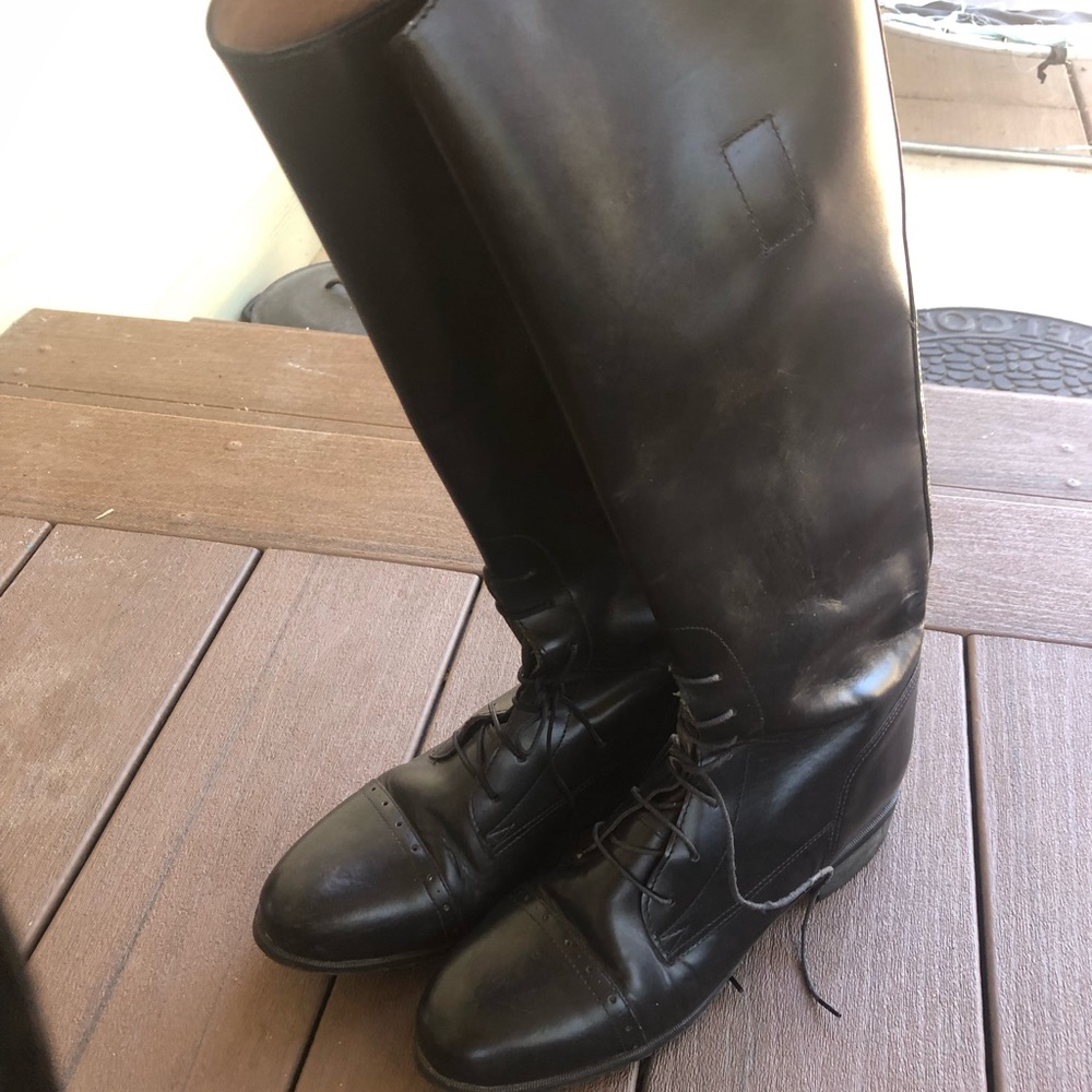 Amazon Men's Tall Lace-Up Riding Boots in Black